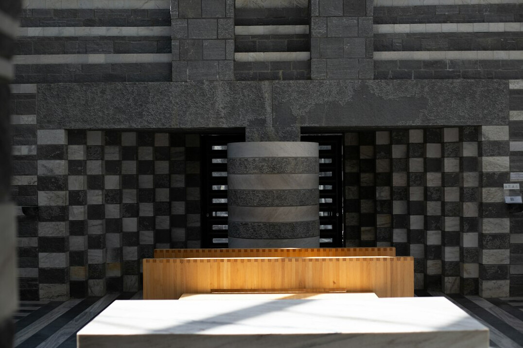 Bright reception desk in a modern office building